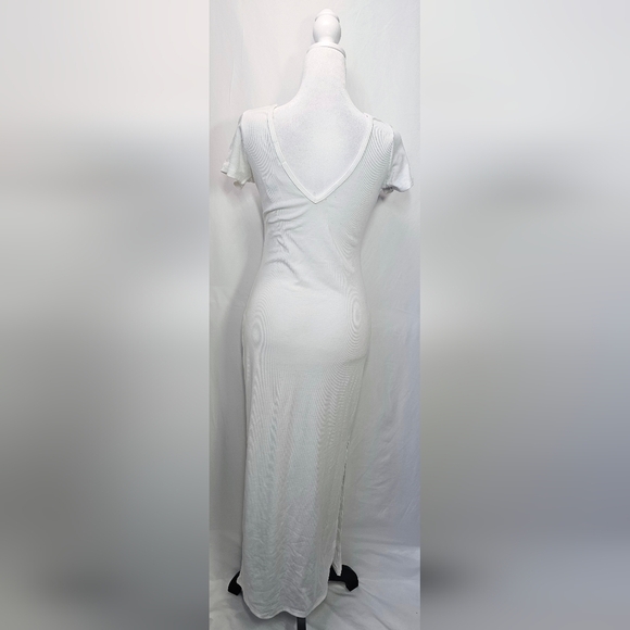 Medium White Ribbed Maxi Dress - Picture 3 of 4